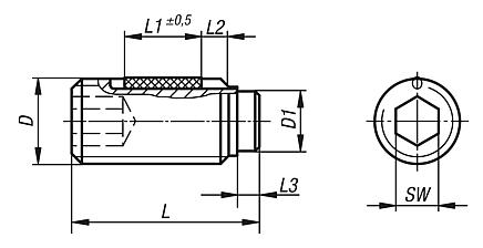 Thrust screw with thread lock