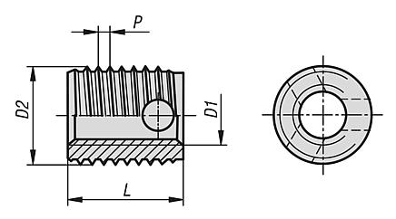 Threaded inserts self-tapping with cutting bores