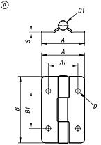 Hinges, stainless steel, Form A