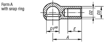 Ball seats for angle joints DIN 71805, Form A