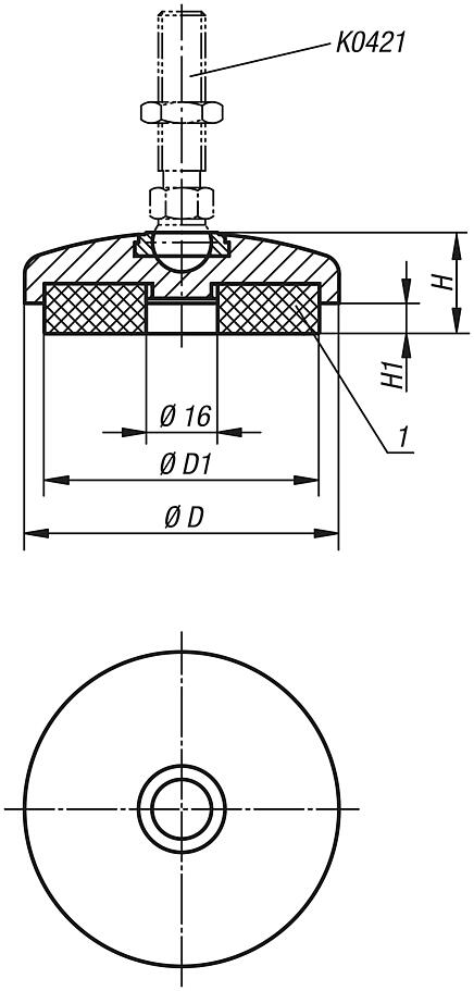 Swivel feet plateswith vibration absorption 