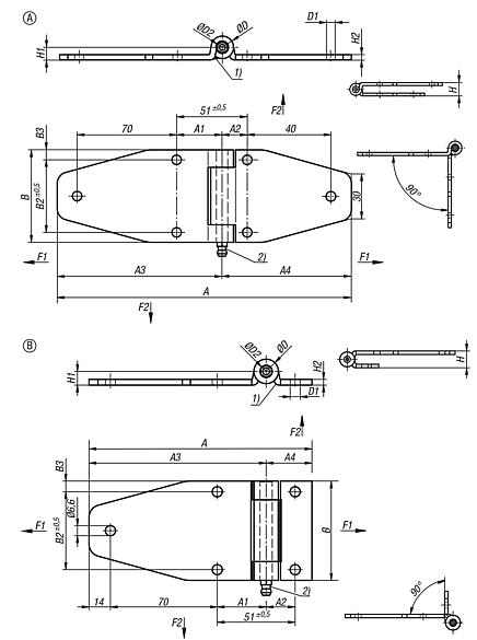 Strap hinges steel or stainless steel