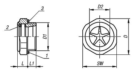 Oil level sight glasses aluminium, glass window