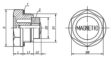 Screw plugs with magnet