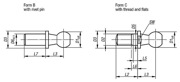 Ball studs for ball jointsDIN 71803