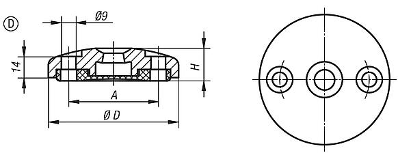 Levelling feet plates, Form D