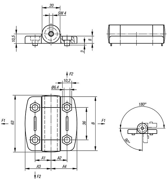 Hingesplastic, with adjustable friction