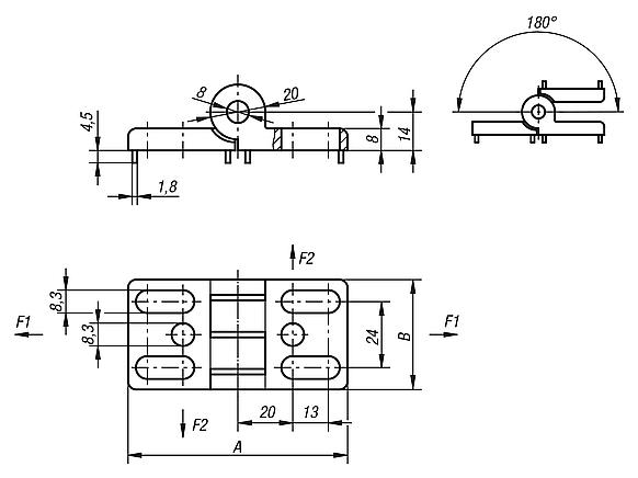 Hingesdie-cast zinc, with elongated holes