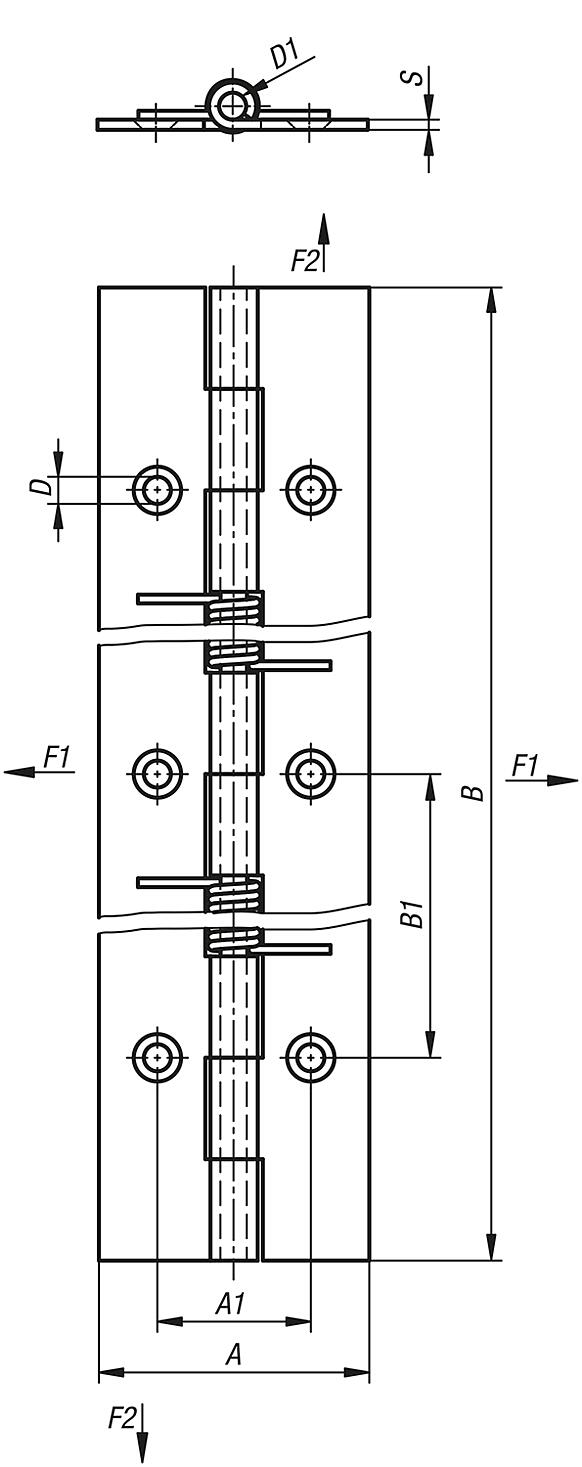 Pružinové závěsy z oceli nebo nerezové oceli 180 mm