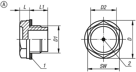 Oil level sight glasses, Form A, without reflector