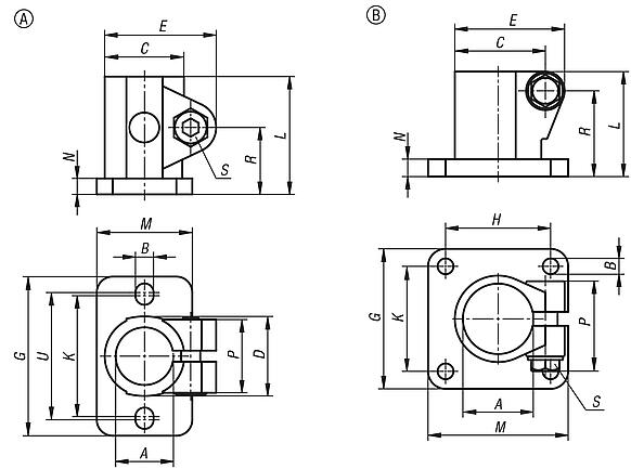 Tube clamps base stainless steel