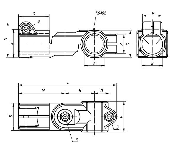 Tube clamps, swivel, plastic