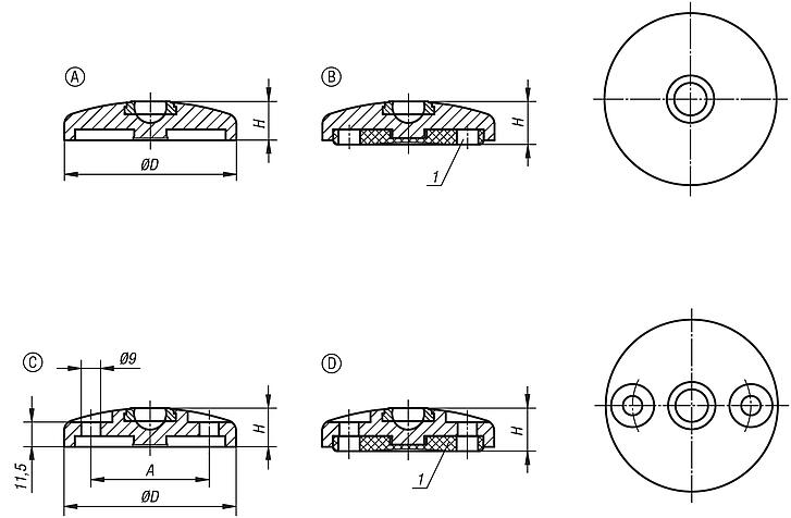 Swivel feet platesdie-cast zinc or stainless steel