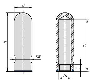 Závitové kryty z nerezové oceli  v provedení Hygienic DESIGN