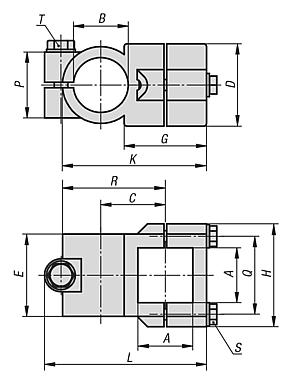Tube clamps, cross, aluminium