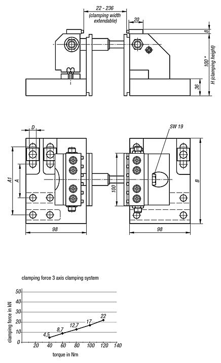 3-axis clamping system for T-slots