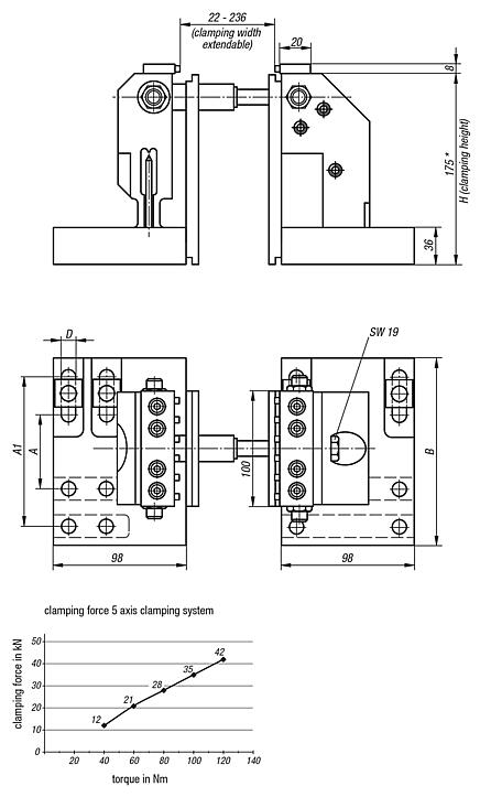 5-axis clamping system for T-slots