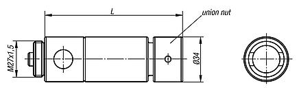 Extension shafts with union nut