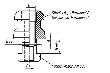 Středicí upínací čep s T drážkou UNILOCK systémová velikost 80 mm