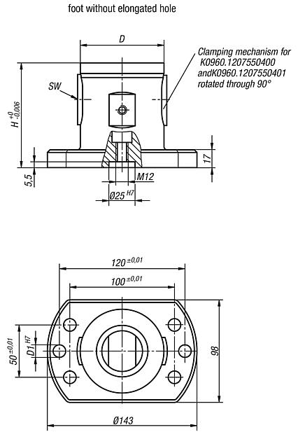 UNILOCK 5-axis basic module system size 80 mm, foot without elongated hole