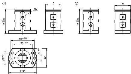 5osý základní modul UNILOCK dvojité upnutí velikost systému 80 mm