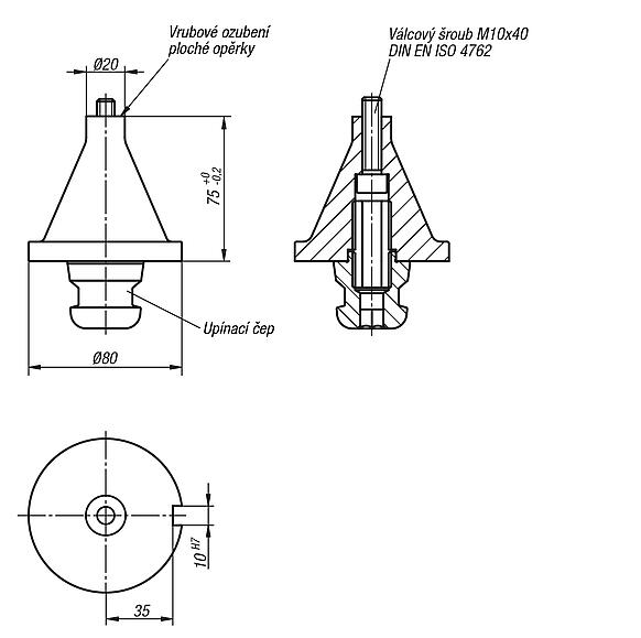 5osý adaptér pro ploché opěrky UNILOCK velikost systému 80 mm