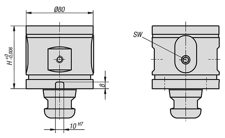 5osý nástavbový upínací modul UNILOCK velikost systému 80 mm