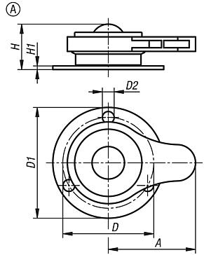 Ball transfer units steel with lockable ball, Form A