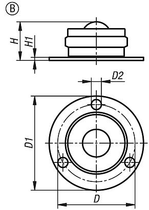 Ball transfer units steel with lockable ball, Form B