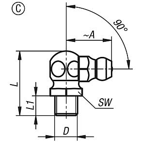 Grease nipples conical head DIN 71412, Form C, 90°, hexagonal