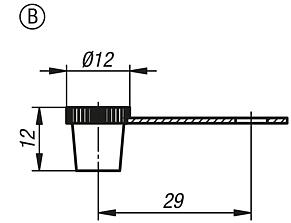 Grease nipple caps for conical head grease nipples, Form B, with tab