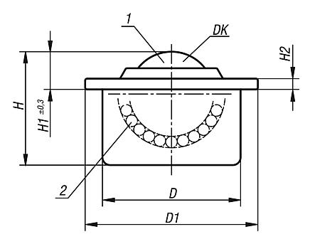 Ball transfer unitswith steel housing and plastic ball