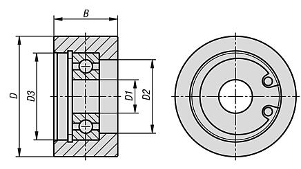 Guide rollers, steel, cylindrical