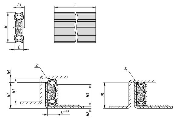 Four-lip profiles EPDM foam rubber