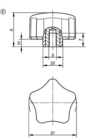 Five lobe grips ergonomic with internal thread