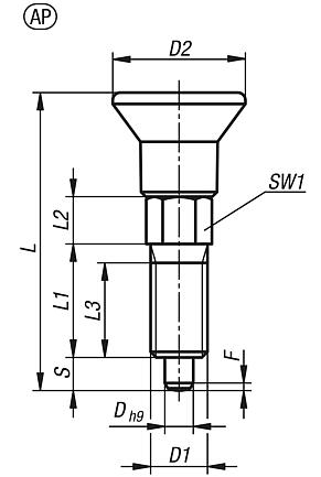 Indexing plungers ECO, steel or stainless steel with plastic mushroom grip and thread lock