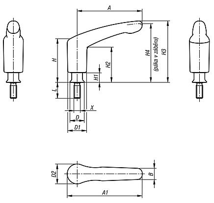 Svěrací páky s vnějším závitem a nákružkem pro těsnicí podložku a podložku Hygienic USIT® Freudenberg Process Seals