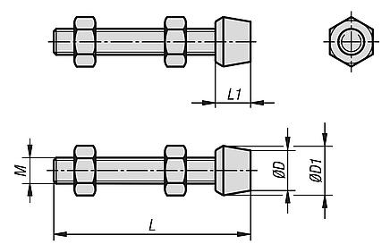 Clamping spindles with vulcanized neoprene thrust pad